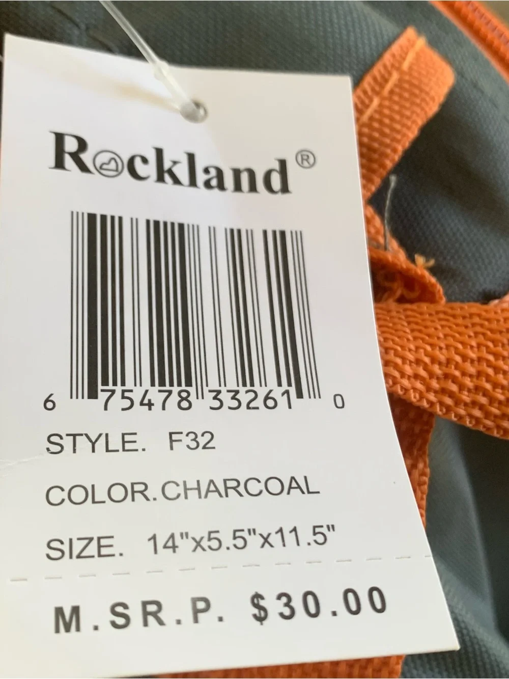 NWT ROCKLAND Charcoal Gray & Orange Soft side Carry On Travel Tote Bag